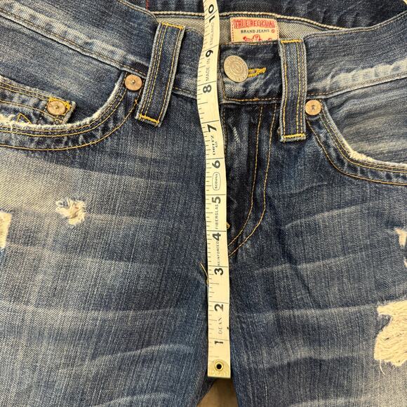 Vintage Y2K True Religion Fray Cutoff Bermuda Jorts Jean Shorts 29 Medium Wash - Picture 5 of 6